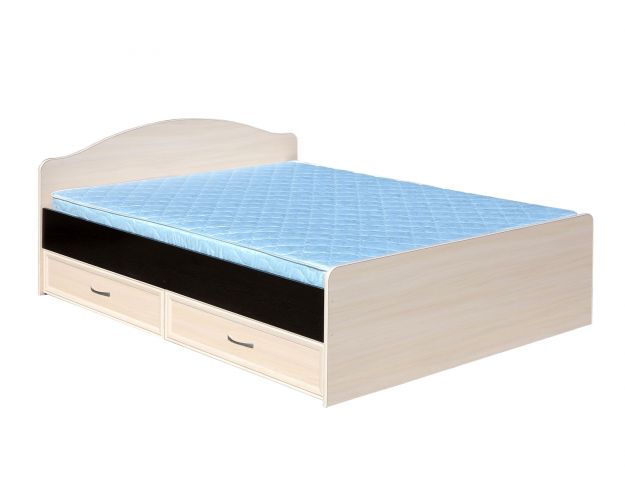 Кровать двойная с ящиками 1400-1 без матраса (круглые спинки) Венге/Дуб выбеленный Кровать двойная с ящиками 1400-1 без матраса (круглые спинки) Венге/Дуб выбеленный