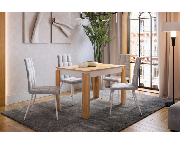 Стол обеденный раздвижной Гермес 2 дуб крафт золотой / белое дерево Стол обеденный раздвижной Гермес 2 дуб крафт золотой / белое дерево