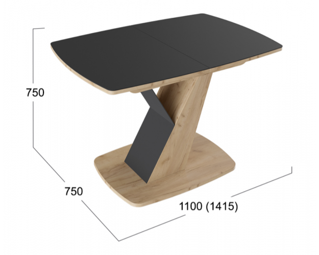 Стол обеденный «Гарда» Тип 1 (Дуб крафт золотой/Стекло матовое черный графит) Стол обеденный «Гарда» Тип 1 (Дуб крафт золотой/Стекло матовое черный графит)
