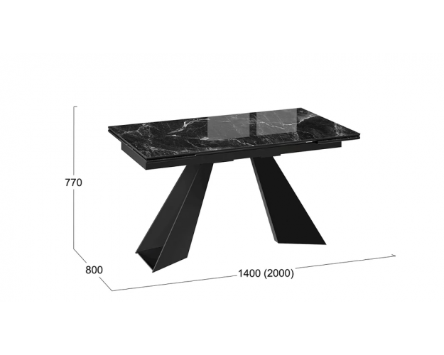 Стол обеденный Гермес черный муар / черный мрамор Стол обеденный Гермес черный муар / черный мрамор