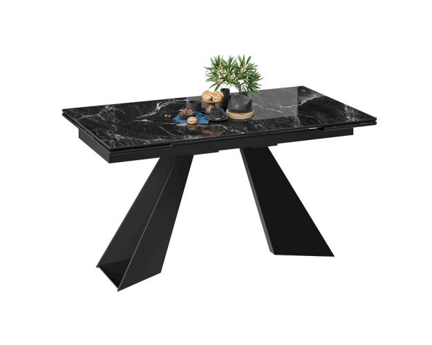 Стол обеденный Гермес черный муар / черный мрамор Стол обеденный Гермес черный муар / черный мрамор
